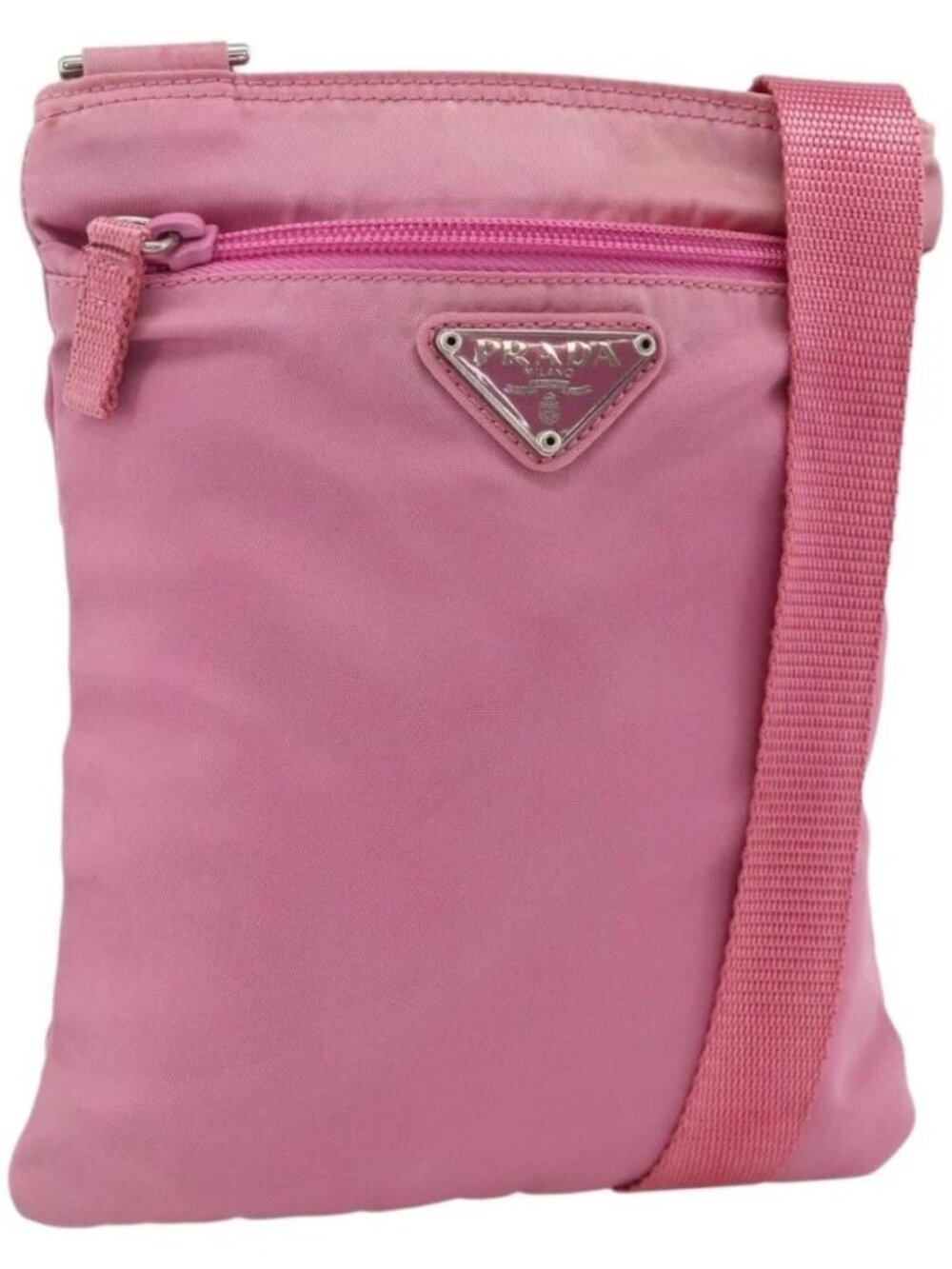 PRADA Shoulder Bag Nylon Pink Silver Auth YKZ1090